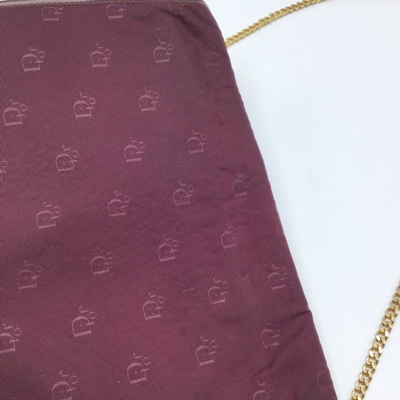 Vintage 70s Christian Dior made in France burgundy shoulder chain bag purse - Picture 6 of 10